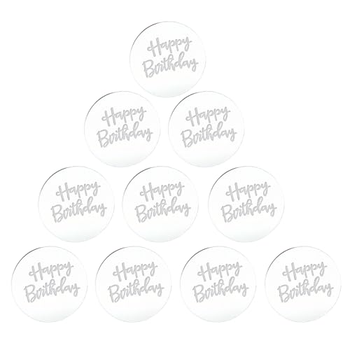 10 PCs Alles Zum Geburtstag Acrylcupcake Runden Spiegel Gravierter Kuchendekorationen Acrylkuchen Charm CD Runde Geburtstag Gravures Partyzubehör von BUBEFSKD