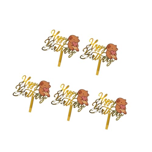 5pcs Acryltierkuchen Cupcakes Ornament Cartoon Tiergeburtstagsfeier Dekoration Für Kinder Erwachsene Ertragen Acryl Capybara Kuchen von BUBEFSKD
