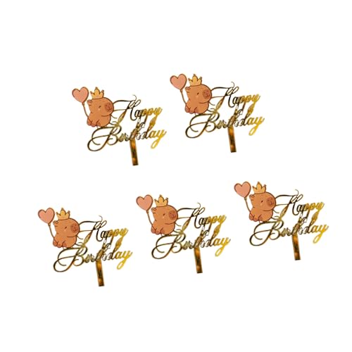 5pcs Acryltierkuchen Cupcakes Ornament Cartoon Tiergeburtstagsfeier Dekoration Für Kinder Erwachsene Ertragen Acryl Capybara Kuchen von BUBEFSKD