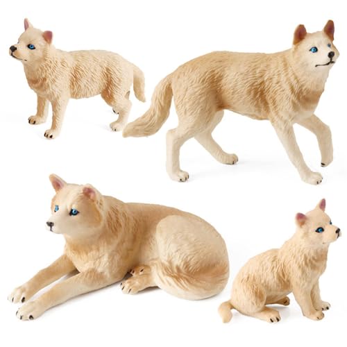 BUBEFSKD 4pcs Wolf Figuren Realistische Plastik Dschungel Tiermodellfiguren Für Frühe Bildungsspielzeuggeburtstagsfeier Geschenk Für Kinder Realistisches Tiermodell von BUBEFSKD