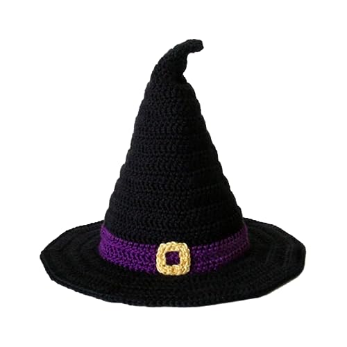 BUBEFSKD Adult Halloween Witch Mit Häkeldesign Maskerade Wizard Cosplay Kostümparty Lustige Kleidungshüte Für Frauen Animes Für Erwachsene Karnevale Party von BUBEFSKD