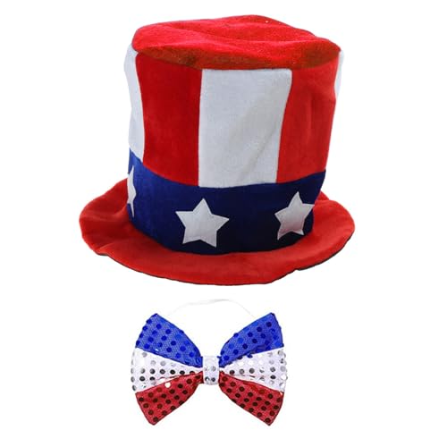 BUBEFSKD Independance Day Kostüm Onkel Accessoires Top Pailletten Stirnband Halsketten Strümpfe Für Frauen Und Männer Independance Day Stirnband Halskette Set Für Männer Frauen Mädchen Kostümzubehör von BUBEFSKD