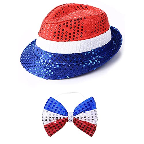BUBEFSKD Independance Day Kostüm Onkel Accessoires Top Pailletten Stirnband Halsketten Strümpfe Für Frauen Und Männer Independance Day Stirnband Halskette Set Für Männer Frauen Mädchen Kostümzubehör von BUBEFSKD