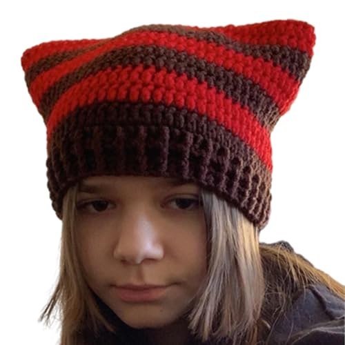 Mädchen Cartoon Kätzchen Ohr Gestreift Strick Y2k Party Foto Requisiten Heiße Mädchen Süßes Schlampiges Strickhäkelhut Mädchen Cartoon Kätzchen Ohr Gestreift Strick Y2k Party Foto Requisiten Heiße Mädchen Süßes Schlampiges Strickhäkelhut von BUBEFSKD