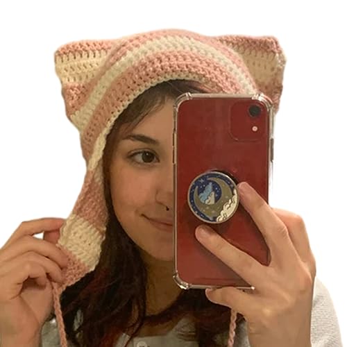Mädchen Cartoon Kätzchen Ohr Gestreift Strick Y2k Party Foto Requisiten Heiße Mädchen Süßes Schlampiges Strickhäkelhut Mädchen Cartoon Kätzchen Ohr Gestreift Strick Y2k Party Foto Requisiten Heiße Mädchen Süßes Schlampiges Strickhäkelhut von BUBEFSKD