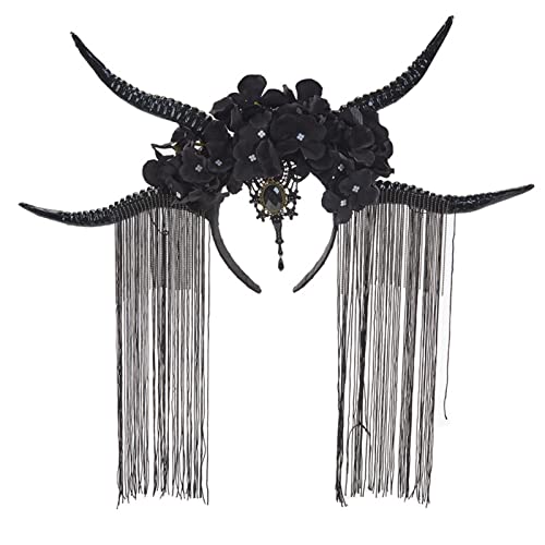 BUBEFSKD Teufelshörner Stirnband Antilope Halloween Dämon Horn Goth Kopfstück Goth Tag Des Toten Halloween Dämonhorns von BUBEFSKD