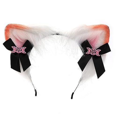 Handgefertigte Pelzige Ohren Stirnband Plüsch Haarband Rollenspiel Anime Kostüm Kopfschmuckinnen Weibliche Teenager Cosplay Kopfbedeckung Zubehör Katze Ohr Einstellbares Kostümzubehör von BUBEFSKD