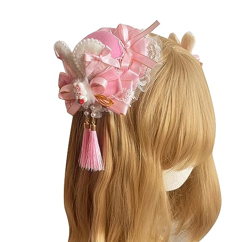 Neujahr Girls Hair Clip Zarte Baskenmini Top Neujahr Kostüm Pelzige Kaninchenohren Stirnband Mit Spitzenband Baskenmütze Mit Bögen Neujahr Girls Hair Clip Zarte Baskenmini Top Neujahr Kostüm Pelzige Kaninchenohren Stirnband Mit Spitzenband Baskenmütze Mit Bögen von BUBEFSKD