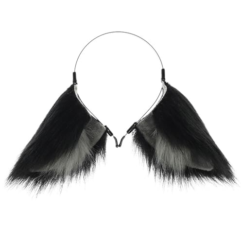 Ohrhaarhoop Für Frauen Kunstpelze Plüsch Haarband Goth Cosplay Stirnband Party Kostüm Rollenspiele Kopfschmuck Halloween Tierkostüm Zubehör von BUBEFSKD