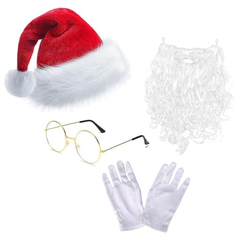 Weihnachtsmann Weihnachtsmut Und Brille Bart Set Für Bachelorette Party Für Rollenspiele Halloween Santa Hats Bulk von BUBEFSKD