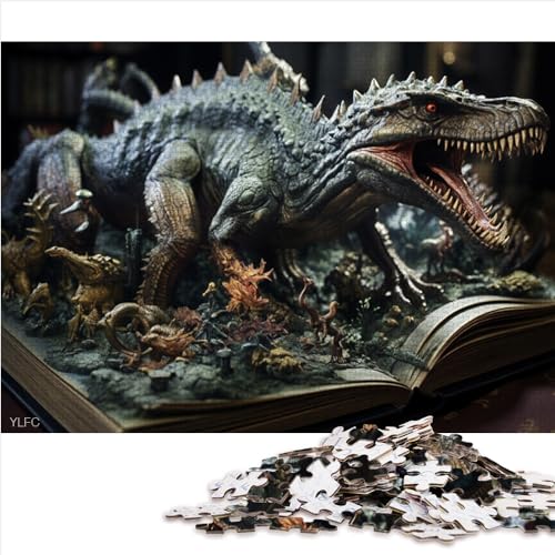 1000 Teile Puzzle für Erwachsene Dinosaurier im Buch Holzpuzzle Erwachsene 14,96 x 20,47 Zoll von BUBELS