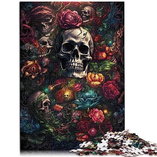 1000 Teile Puzzles für Erwachsene Geschenke Totenkopf und Rosen Totenkopf Rose Holzpuzzle für Erwachsene und Jugendliche ab 12 Jahren 50 x 75 cm von BUBELS