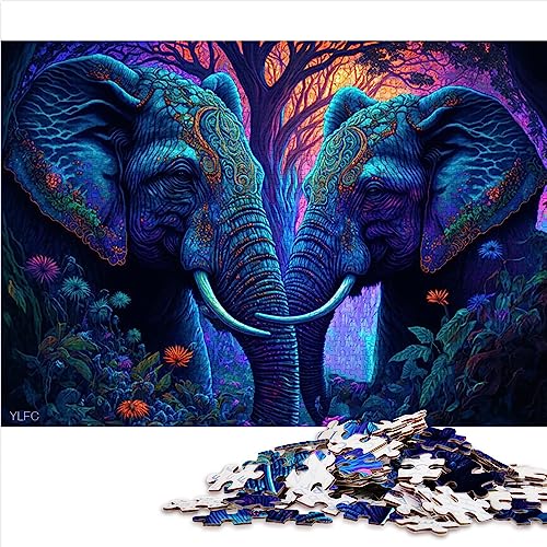 1000-teilige Puzzles für Erwachsene, abstrakte Elefanten, Holzpuzzle, schwierige schwere Puzzles, 19,7 x 29,5 Zoll von BUBELS