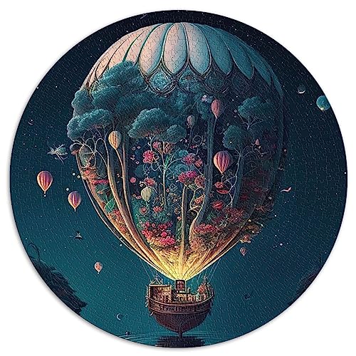 1000-teiliges rundes Puzzle „Ballon im Weltraum“ für Erwachsene, Premium-Brett aus 100% recyceltem Material, 67,5 x 67,5 cm von AITEXI