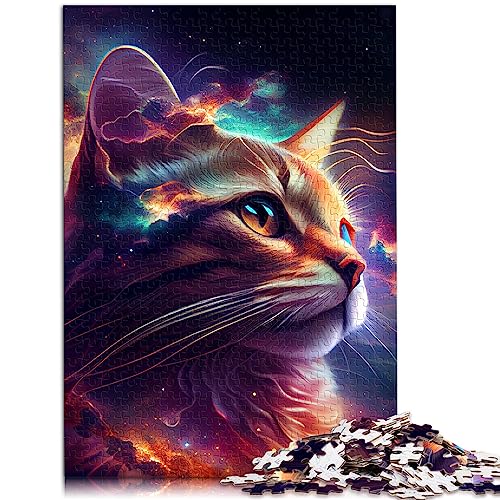 500 Teile Puzzle Lernspiele Cosmic Cat AI Kunstposter Holzpuzzle Geschenke 14,96 x 20,47 Zoll von BUBELS
