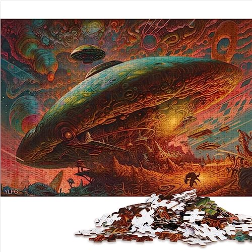 Alien-Raumschiff-Untertasse, 500 Teile, Puzzle für Erwachsene, Holzpuzzle, Heimdekoration, 14,96 x 20,47 Zoll von BUBELS