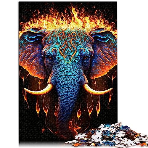 Elefanten-Feuerwasser-Puzzle für Erwachsene, 1000 Teile, Holzpuzzle für Erwachsene und Jugendliche ab 12 Jahren, 50 x 75 cm von BUBELS