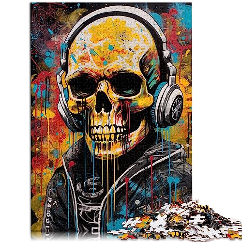 Graffiti-Schädel-Kunstwerk-Puzzle, 1000 Teile, Holzpuzzle mit hochwertigen und langlebigen Kartonteilen mit präzisem ineinandergreifendem Design, 19,7 x 29,5 Zoll von AITEXI