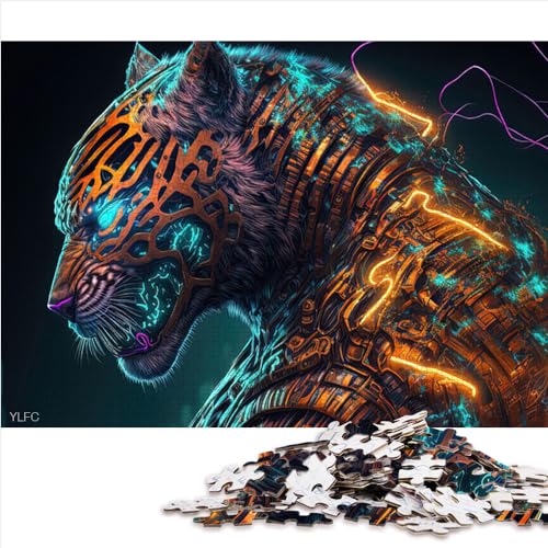 Kybernetische Tiger, 1000 Teile Puzzle für Erwachsene, Holzpuzzle für Erwachsene und Kinder ab 12 Jahren, 50 x 75 cm von BUBELS