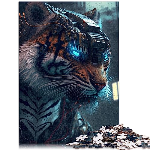 Neon-Dschungel-Tiger-Puzzle für Erwachsene, 1000 Teile, Holzpuzzle und das Puzzle 50 x 75 cm von BUBELS