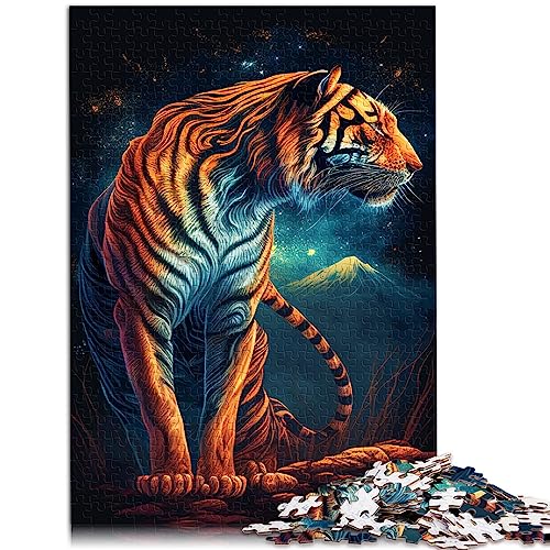 Puzzle | Puzzles 1000 Teile für Erwachsene EIN Tiger in der Nacht Holzpuzzle Wanddekoration Einzigartige Geburtstags 14,96 x 20,47 Zoll von BUBELS