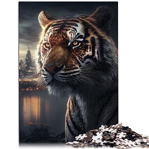 Puzzle | Puzzles 1000 Teile für Erwachsene Tiger in der Großstadt Holzpuzzle zum Verschenken 19,7 x 29,5 Zoll von BUBELS