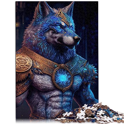 Puzzle für Erwachsene, 1000 Teile, vergoldeter Blauer Wolf, Papppuzzle für Erwachsene, Geschenke, 26 x 38 cm von BUBELS