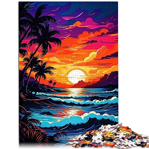 Retro Strand Sonnenuntergang Puzzle 500 Teile Erwachsene Holzpuzzle Teenager Kinder 38x52cm Puzzle für Kinder von BUBELS