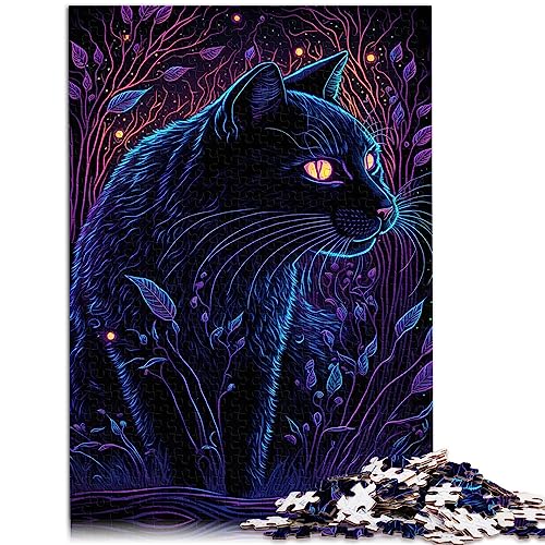 Schwarzlicht-Katzenpuzzle für Erwachsene, 1000 Teile, Holzpuzzle, ganze Familie, 50 x 75 cm von BUBELS