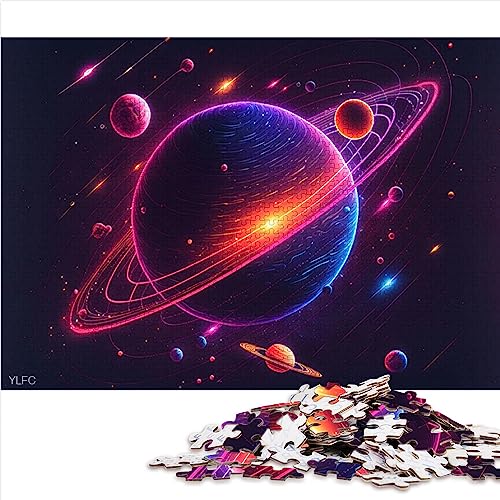 Sonnensystem-Neon-Puzzles für Erwachsene und Kinder, hochwertiges, 100% recyceltes Brettspiel für Erwachsene, Heim-Kunst-Dekoration, 26 x 38 cm von BUBELS
