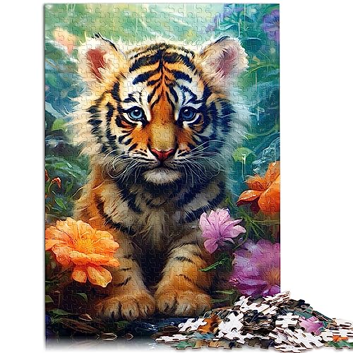 Süßes Baby-Tiger-Puzzle mit 1000 Teilen für Erwachsene, Holzpuzzle, Wichtelgeschenke, 50 x 75 cm, Puzzle für Erwachsene und Kinder von BUBELS