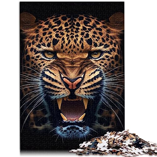Wütendes Leopardengesicht-Tier-Puzzle, 1000 Teile, recycelter Karton, Spaß bei Aktivitäten zu Hause, Geburtstagsgeschenk, Reisegeschenke, 10,27 x 14,96 Zoll von BUBELS