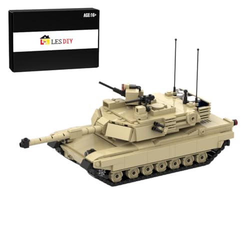 BUCKIT Militär Panzer Bausteine Modell, M1A2 Kampfpanzer Klemmbausteine Bausatz, Militärfahrzeuge Spielzeug für Erwachsene Kinder (865 Stück) von BUCKIT