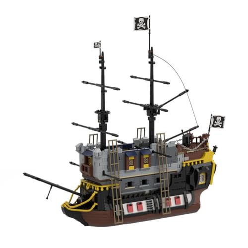 BUCKIT Piratenschiff Bausteine Spielzeugsets, Schwimmendes SchlossPiratenschiff Bausatz, Modulares Schiffsbauspielzeug für Kinder und Erwachsene (1988 Teile) von BUCKIT