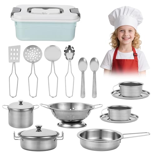 17 Stück Kinderküche Zubehör, Küchenspielzeug Zubehör , Edelstahl Küchenspielzeug für Kinder,Holz Küchenspielzeug Spielküche Zubehör Set,für Jungen und Mädchen Kinder 17 Stück Kinderküche Zubehör, Küchenspielzeug Zubehör , Edelstahl Küchenspielzeug für Kinder,Holz Küchenspielzeug Spielküche Zubehör Set,für Jungen und Mädchen Kinder von BUCOMTU