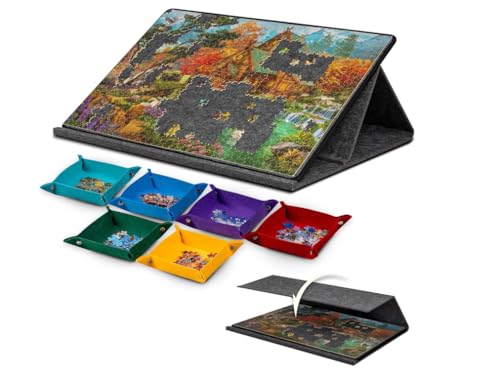 BUERPINKING Faltbares Puzzlebrett 1000 Teile, Puzzle Board, Puzzletisch, Tragbare Puzzlematte mit 6 Farbigen Sortierschalen, 2-in-1 Abdeckung & Puzzleständer BUERPINKING Faltbares Puzzlebrett 1000 Teile, Puzzle Board, Puzzletisch, Tragbare Puzzlematte mit 6 Farbigen Sortierschalen, 2-in-1 Abdeckung & Puzzleständer von BUERPINKING