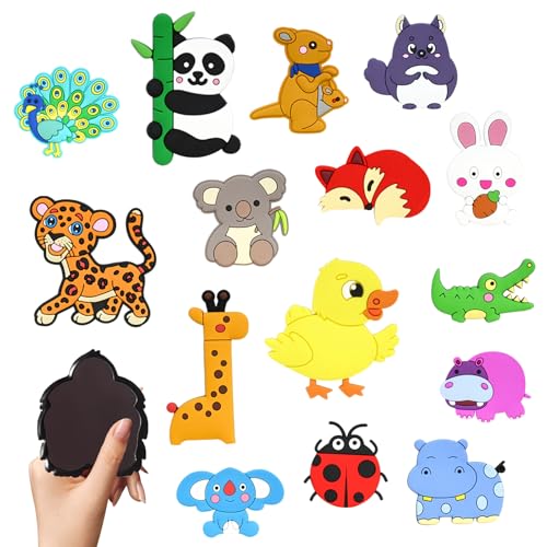 Magnete Kinder Magnettafel Kinderzimmer Lehrspielzeug, Magnetwand Kinder Magnete Tiere Babyspielzeug Pädagogisches Spielzeug für Kühlschrank 16pcs von BUERPINKING
