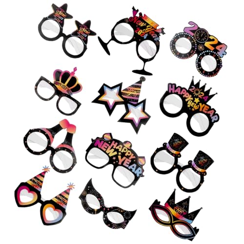BUGUUYO 2 Sätze Neue Jahr Partybrille Lustige Papergläser für Fotografie Dekoration und Feierlichkeiten für Erwachsene und Teenager Unvergessliches Accessoire für Silvesterpartys von BUGUUYO