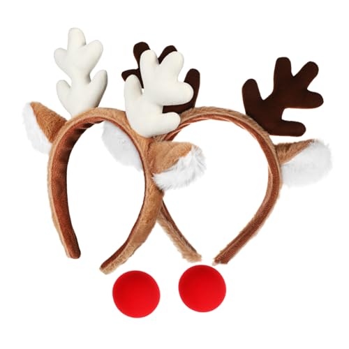 BUGUUYO 2 Sätze Rentier Geweih Stirnband und Nase Weihnachtskostüm Zubehör für Erwachsene Leicht und Bequem für Festlichkeiten und Cosplay BUGUUYO 2 Sätze Rentier Geweih Stirnband und Nase Weihnachtskostüm Zubehör für Erwachsene Leicht und Bequem für Festlichkeiten und Cosplay von BUGUUYO