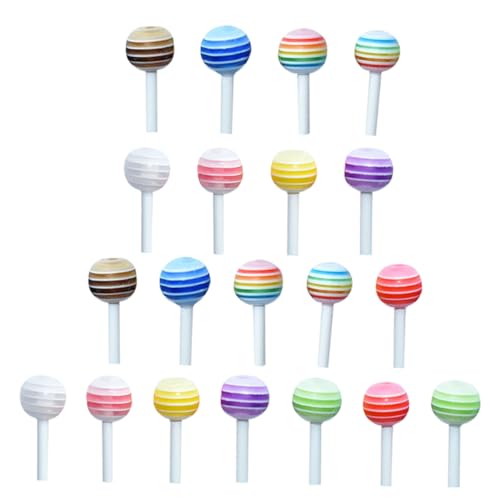 BUGUUYO 25st Simulation Lutscher Lollipop-Foto-Requisite Brötchen Schokoriegel Mini-lutscher Miniatur-lutscher-Requisiten Mini-Lollipop-Modelle Süßigkeiten Essen 3D Plastik Amulett von BUGUUYO