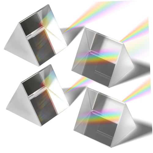 BUGUUYO 4 Stück Spektrometer optisch dreieckiges Prisma Optik Kristallprisma Glaswürfel Schullichtprisma Spektrum-Lehrprisma Lichtspektrum-Glasprisma Fensterprisma Kristall Transparent von BUGUUYO