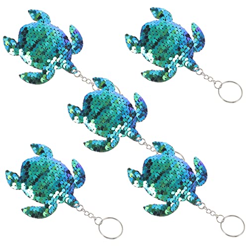 BUGUUYO 5 Stück Teiliges Schildkröten Schlüsselanhänger Glitzernde Sequin Anhänger für Taschen Rucksäcke und Schlüssel Niedliche Deko für Sommerpartys und von BUGUUYO