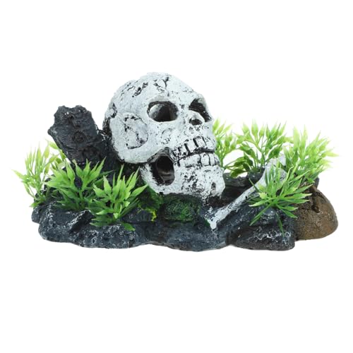 BUGUUYO Aquarium Deko Skull Head Statue Realistische Fisch Tank Dekoration Halloween Schädel Ornament für Aquarien Kreative Versteck für Fische von BUGUUYO
