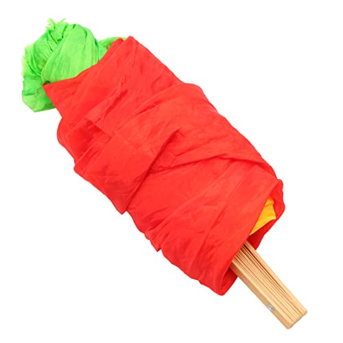 BUGUUYO Langer Seiden Tanzfächer mit Farbverlauf Tragbarer Bauchtanz Fächer für Ethnische und Moderne Tänze für Aufführungen und Veranstaltungen Zufällige Farbe von BUGUUYO