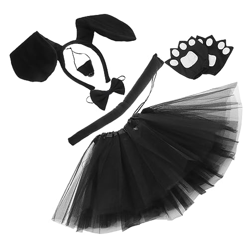 BUGUUYO Niedliches Welpenohren Haarband Set mit Tüllrock Falscher Nase Schleife und Handschuhen Leichtes Tierkostüm Zubehör für Halloween Party und Cosplay Komfortabel und Langlebig von BUGUUYO