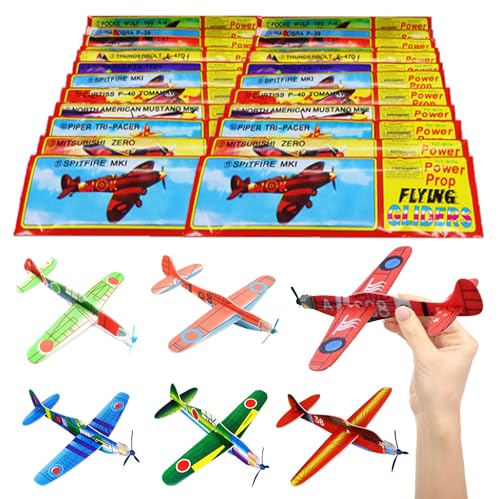 BUKCYUE 24 Stück Gleitflugzeuge Set, Gleiter Flieger, Styroporflieger Flugzeuge Modell, Segelflugzeuge für Kinder, Styroporflugzeuge, Flieger Wurfgleiter, für Schultüte Mitgebsel Überraschung von BUKCYUE