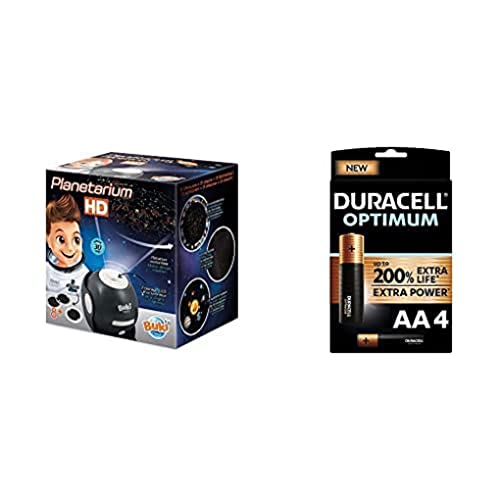 BUKI France 8002 Planétarium HD-Planetarium + Duracell NEU Optimum AA Mignon Alkaline Batterien, 1.5V LR6 MX1500, 4er-Pack von BUKI France