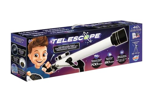 BUKI TS010 - Teleskop für Kinder ab 8 Jahren – 40 Aktivitäten zum Entdecken von Sternenhimmel, Planeten und Mond – 60 mm Öffnung, 700 mm Brennweite, Metallrohr, 3 Okulare, Aluminiumstativ BUKI TS010 - Teleskop für Kinder ab 8 Jahren – 40 Aktivitäten zum Entdecken von Sternenhimmel, Planeten und Mond – 60 mm Öffnung, 700 mm Brennweite, Metallrohr, 3 Okulare, Aluminiumstativ von BUKI France