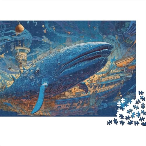 1000teiliges Puzzle Wal gegen FischerPuzzles für Erwachsene und Kinder Holzpuzzles Familienunterhaltungsspielzeug 1000 Stück (75 x 50 cm) von BUKISA