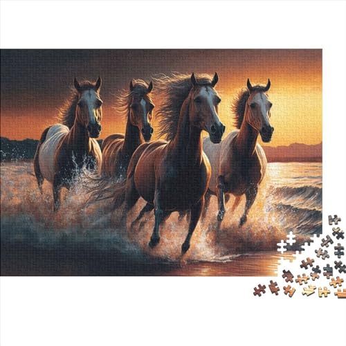 1000teiliges Puzzle mit schönen Pferden das für Erwachsene läuft Puzzle für Erwachsene 1000teiliges Puzzle Lernspiele 1000 Teile (75 x 50 cm) von BUKISA